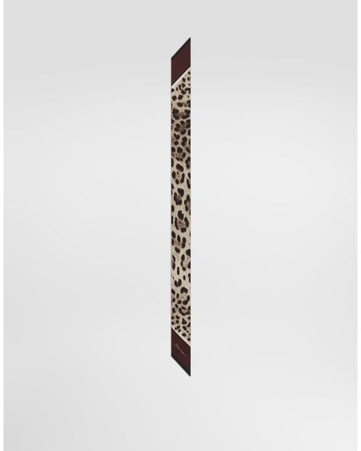 Dolce & Gabbana White Leo-Print Silk Twill Bandeau