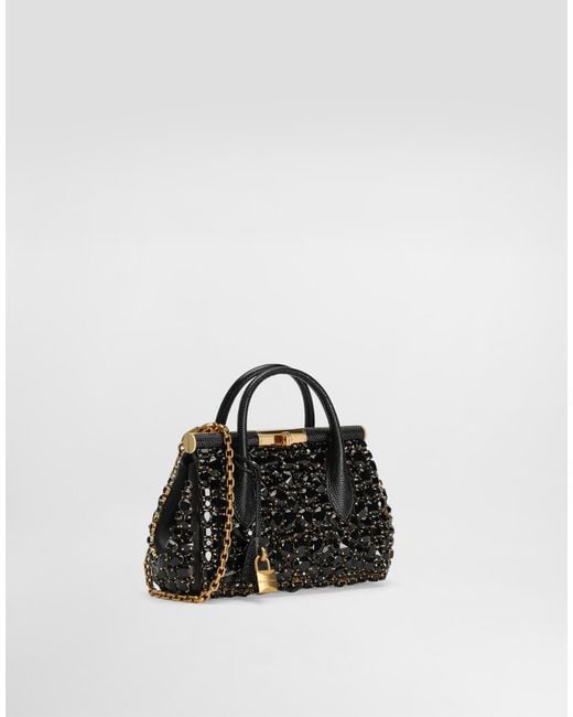Dolce & Gabbana Black Iguana-Print Calfskin Day Mini Marlene Handbag