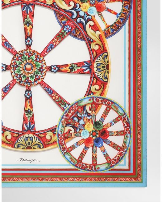 Foulard 70X70 En Twill De Soie À Imprimé Carretto Dolce & Gabbana en coloris Multicolor