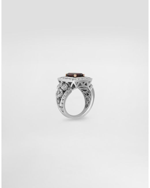Dolce & Gabbana White Eleganza Ring 18-Carat And Rose, Garnet, And Sapphires