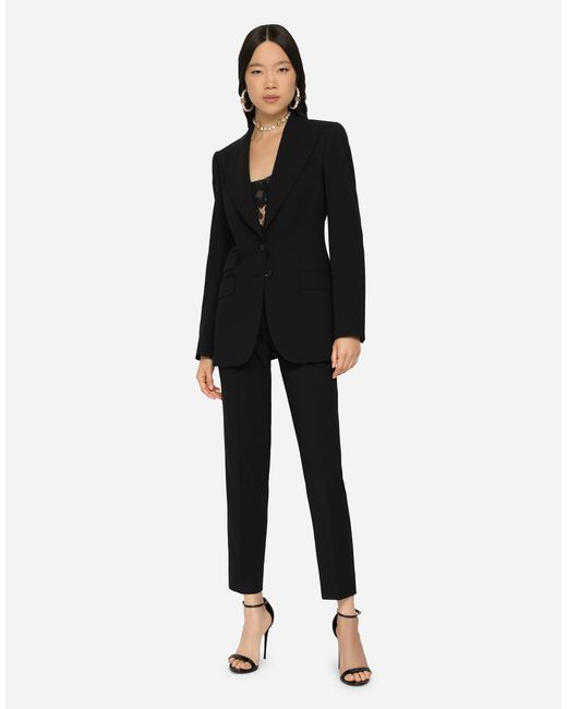 Dolce & Gabbana Black Single-Breasted Woolen Turlington Blazer