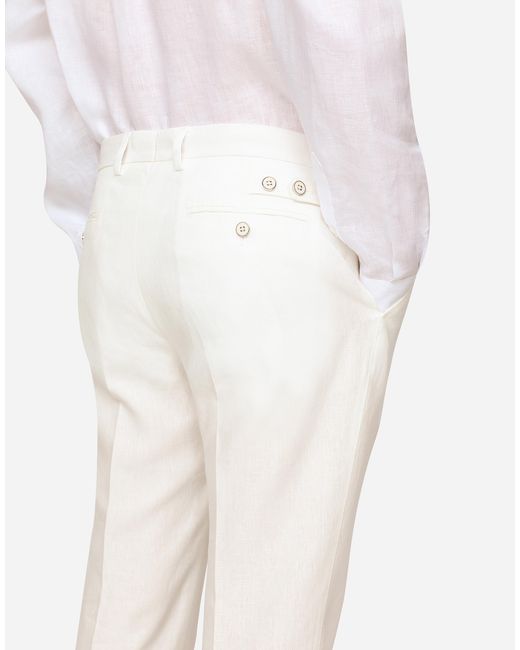 Dolce & Gabbana White Linen Pants for men