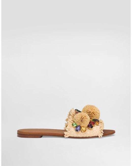 Slide Sfrangiata Con Intreccio di Dolce & Gabbana in Natural