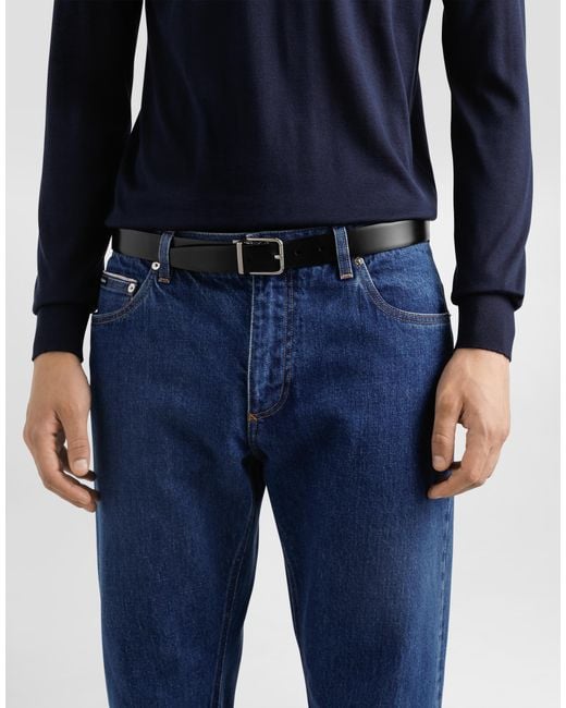 メンズ Dolce & Gabbana Brushed Calfskin Belt White