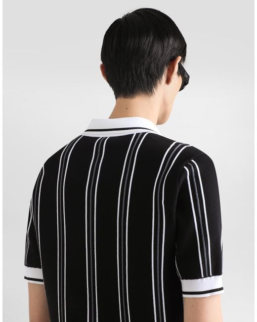 Dolce & Gabbana メンズ ブラック コットンニット ポロシャツ 【公式通販】