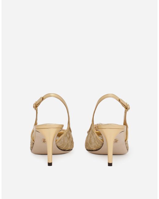 Dolce & Gabbana Natural Lace Slingbacks