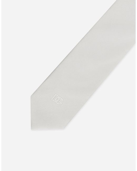 メンズ Dolce & Gabbana ネクタイ 6Cm幅 シルク Dgロゴエンブロイダリー White