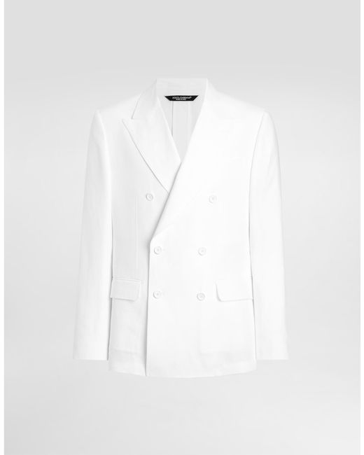 Dolce & Gabbana White Single-Breasted Cotton Jacket for men