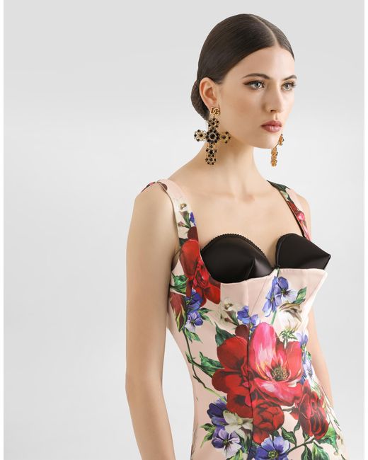Dolce & Gabbana Pink Printed Satin Dress