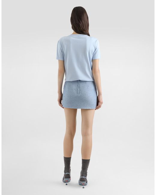 Dolce & Gabbana Blue Jersey T-Shirt With Embroidery
