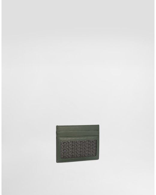 Dolce & Gabbana Green Plongé Woven Calfskin Card Holder for men