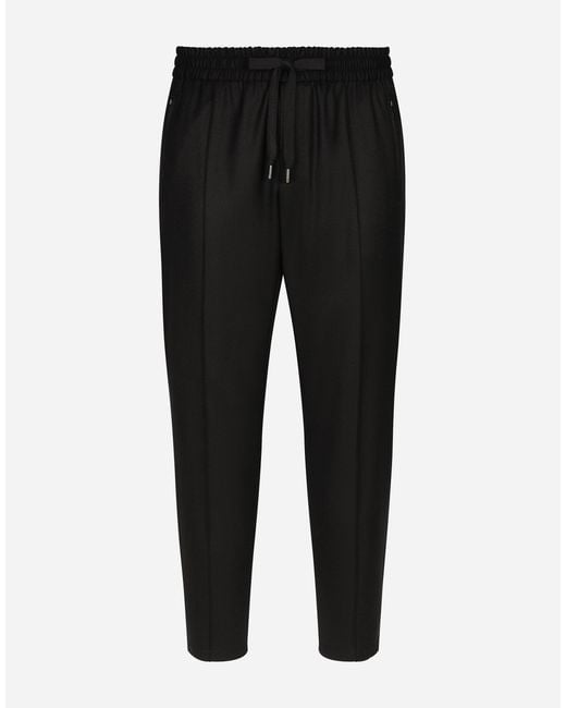 Dolce & Gabbana Black Wool Jogging Pants for men