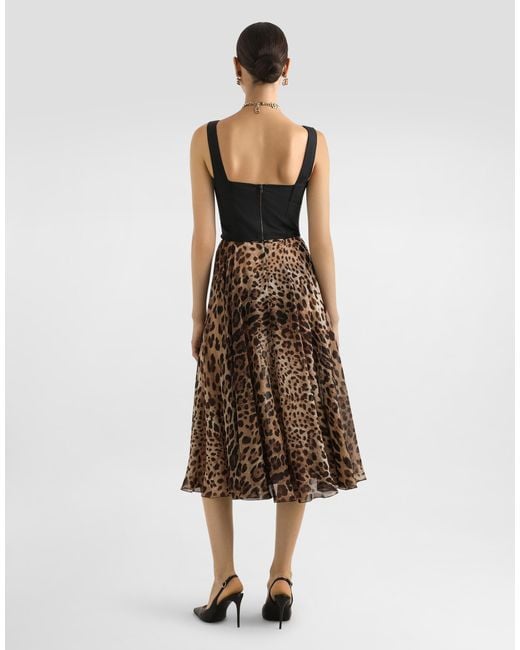 Dolce & Gabbana Natural Leopard- Chiffon Circle Skirt