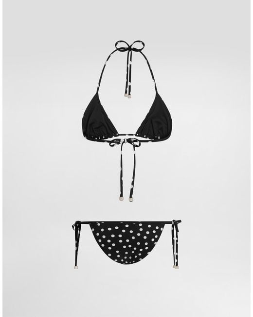 Dolce & Gabbana ドット柄 トライアングルビキニ Black