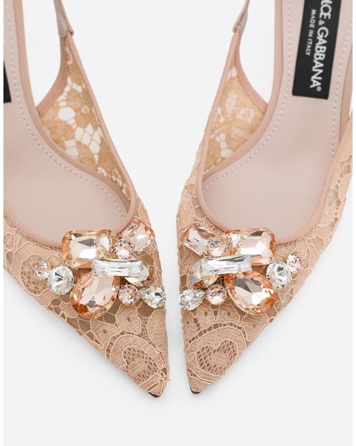Dolce & Gabbana Natural Lace Slingbacks
