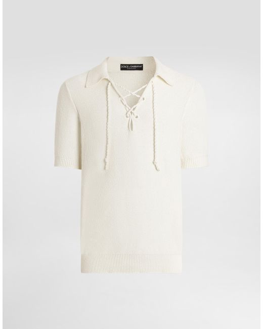 Dolce & Gabbana Natural Serafino Pullover With Drawstring for men