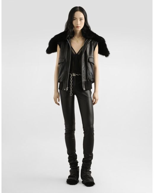 Dolce & Gabbana Stretch Nappa Leather Trousers Black