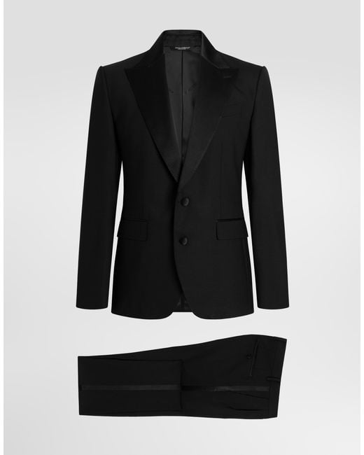 Dolce & Gabbana Black Single-Breasted Wool Tuxedo Sicilia Light Suit for men