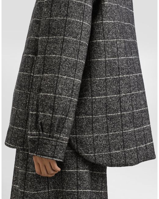 Dolce & Gabbana Black Checked Corduroy-Collar Jacket