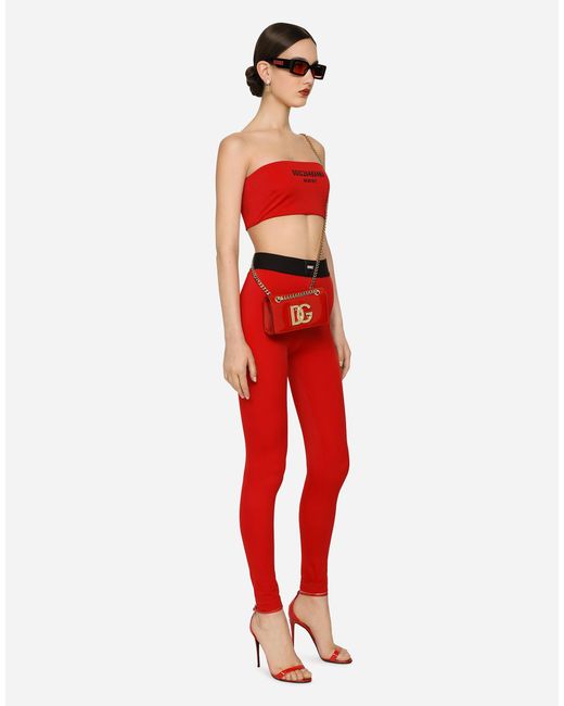 Dolce & Gabbana Red Spandex Jersey Leggings With Elasticated Band Dgvib3