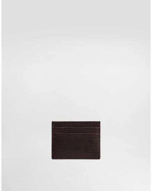 Dolce & Gabbana White Kartenetui Aus Leder Mit Leguanprägung