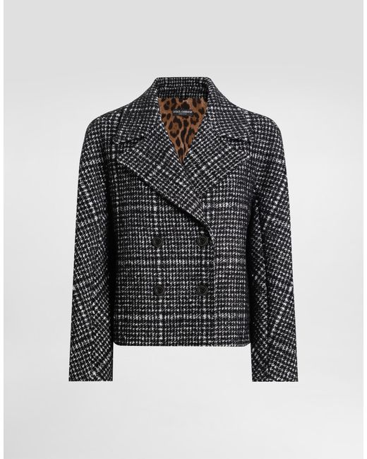 Dolce & Gabbana Black Houndstooth Double-Breasted Jacket