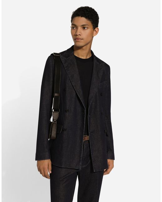 Chaqueta Taormina De Botonadura Doble De Denim Dolce & Gabbana de hombre de color Black