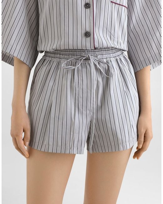 Dolce & Gabbana White Striped Poplin Culottes Shorts
