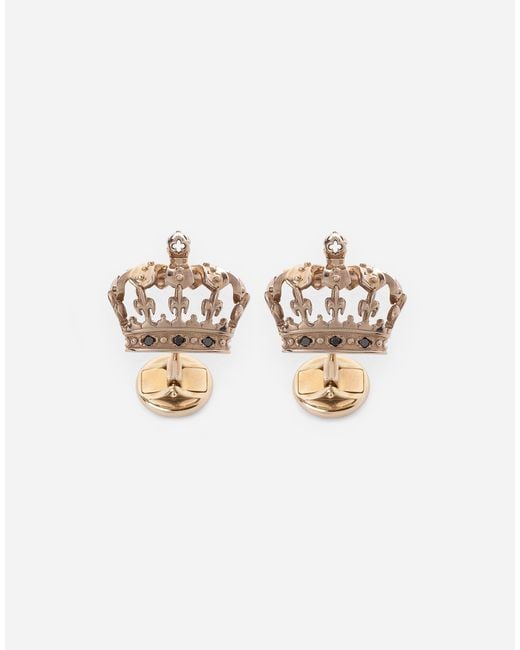 Dolce & Gabbana White Crown Cufflinks With Diamonds for men