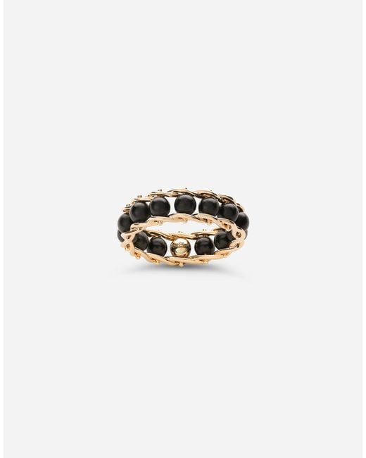 Dolce & Gabbana Metallic Sicily Ring 18-Carat And Jade for men
