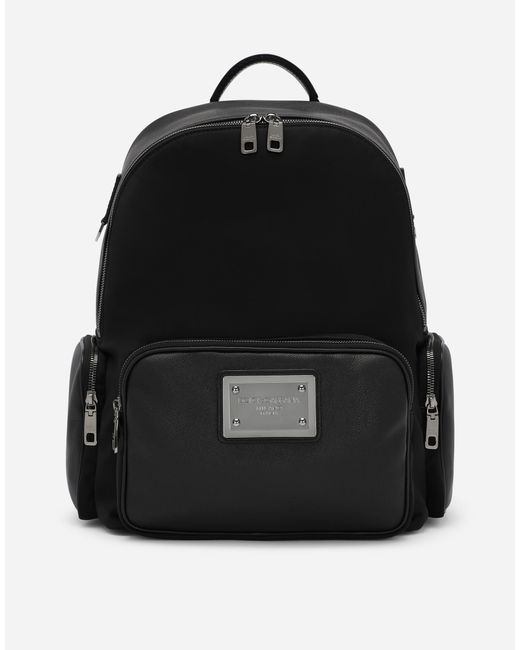 メンズ Dolce & Gabbana バックパック グレインドカーフスキン＆ナイロン Black