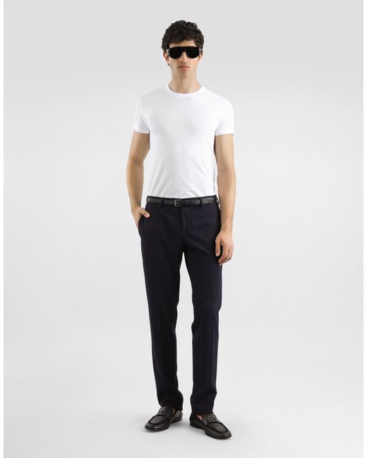 Dolce & Gabbana Bi-Stretch Wool Canvas Trousers in Blue für Herren