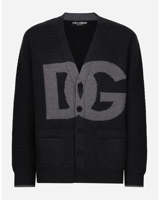 Dolce & Gabbana Handgefertigter Cardigan Aus Wolle in Black für Herren