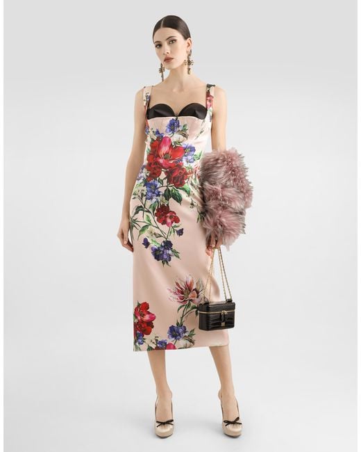 Dolce & Gabbana Pink Printed Satin Dress