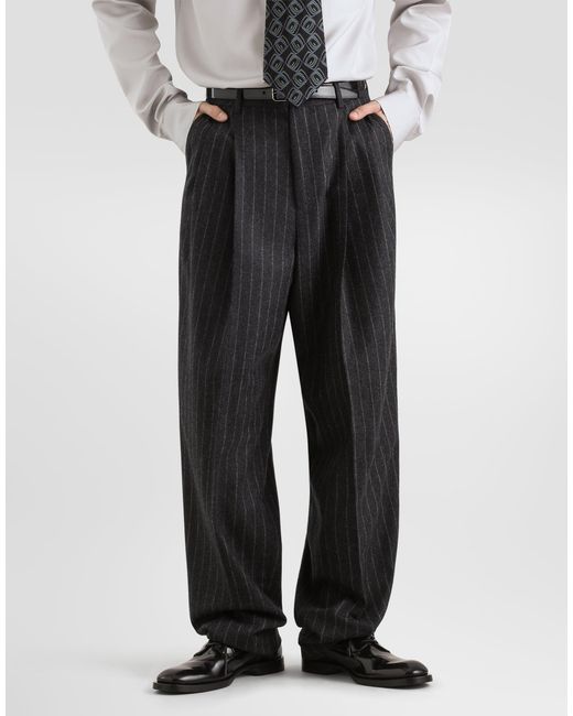 Dolce & Gabbana Multicolor Pinstripe Flannel Trousers for men