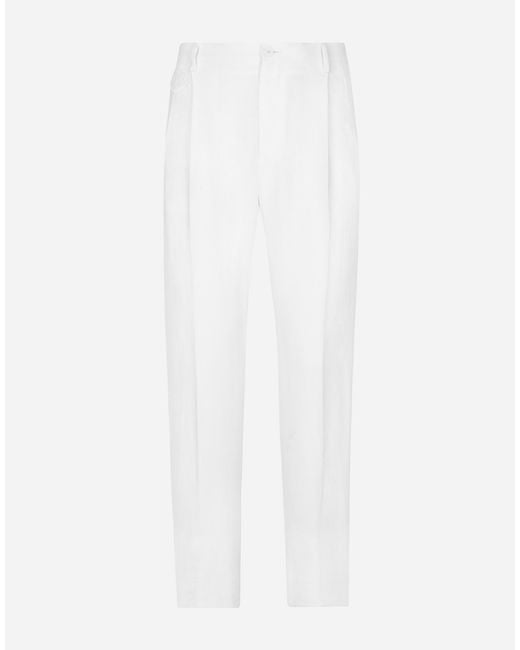 メンズ Dolce & Gabbana パンツ リネン White
