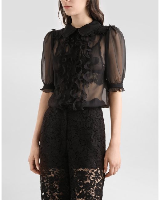 Dolce & Gabbana Black Chiffon Shirt