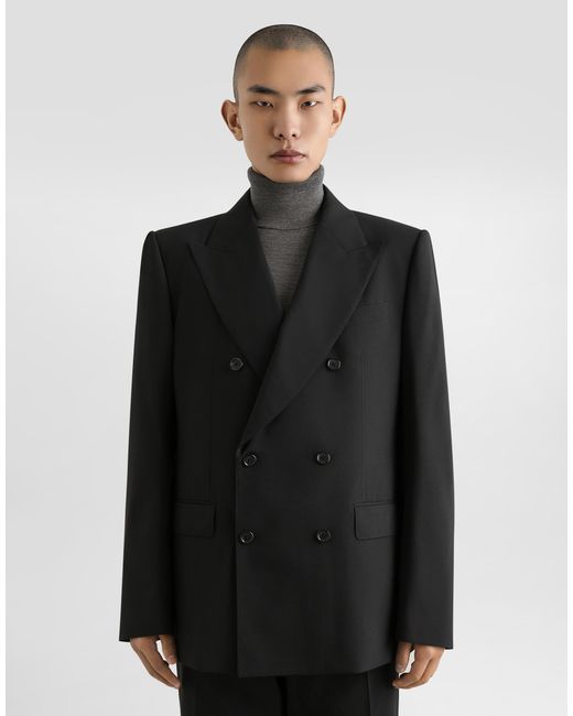 Dolce & Gabbana Black Double-breasted Stretch Wool Sicilia-fit Suit for men