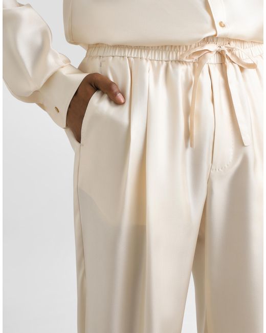 Dolce & Gabbana Natural Silk Trousers for men