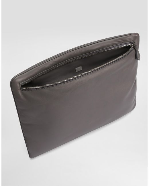 Dolce & Gabbana Pouch Bag Aus Kalbsnappaleder in Gray für Herren