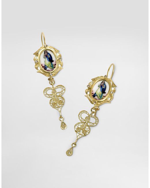 Dolce & Gabbana White Sicily Earrings 18-Carat And Colorless Sapphires