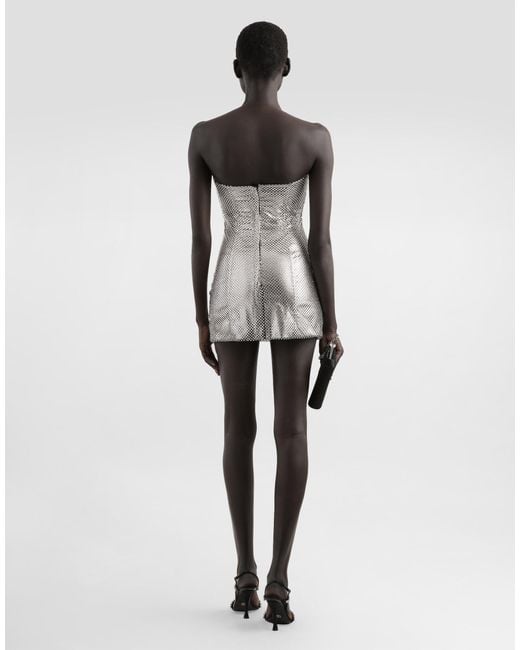 Dolce & Gabbana Gray Strapless Mesh Dress