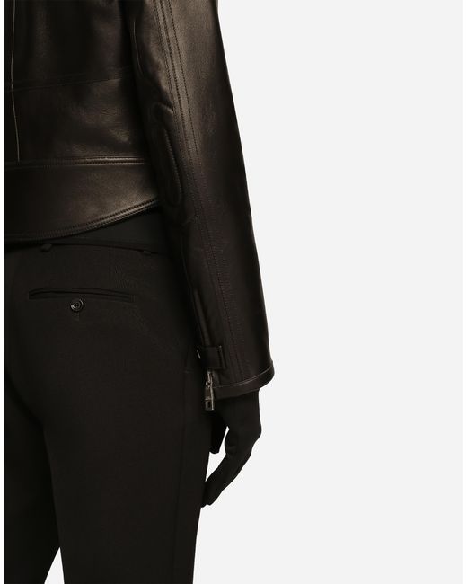 Dolce & Gabbana Black Nappa Leather Biker Jacket for men