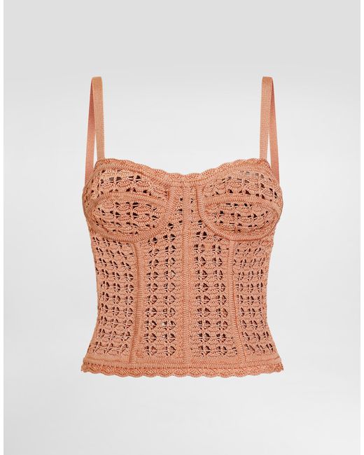 Top Corsetero Sin Mangas De Viscosa Dolce & Gabbana de color Brown