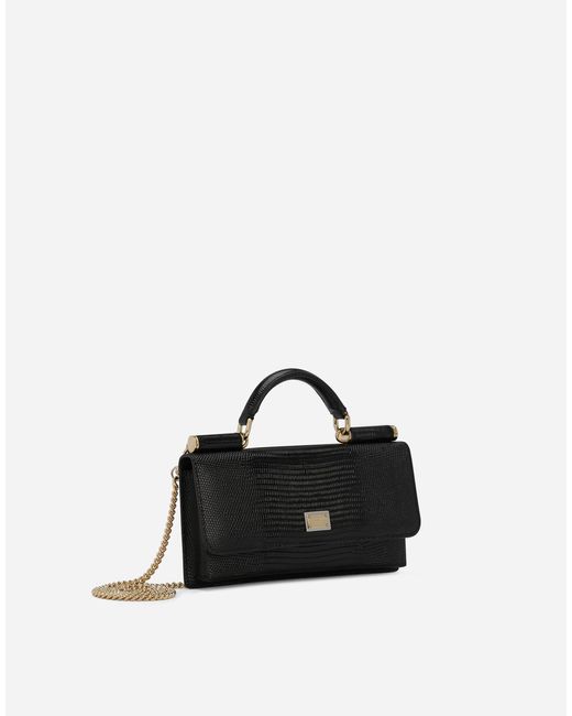 Dolce & Gabbana Black Mini-Bag Leguan-Prägung