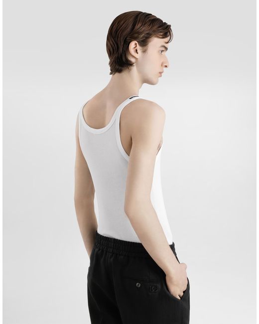 Débardeur En Coton À Broderie Dolce & Gabbana pour homme en coloris White