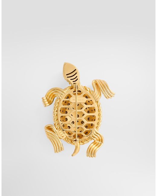 Dolce & Gabbana Metallic Turtle Brooch for men