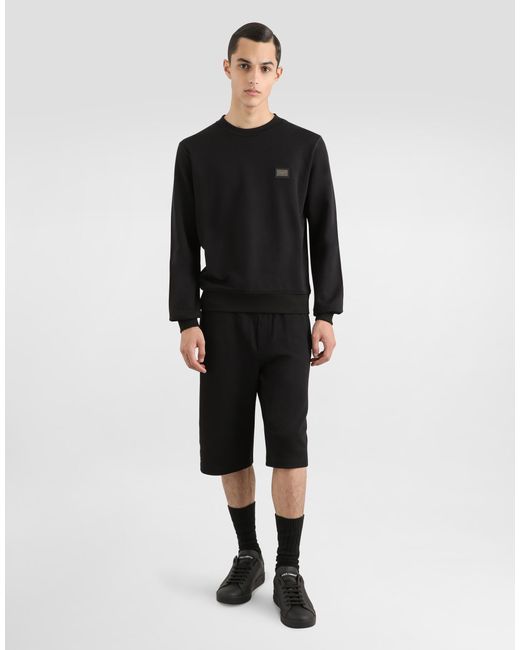 Dolce & Gabbana Black Jersey Jogging Shorts With Logo Tag for men