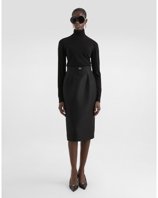 Dolce & Gabbana Black Faille Sheath Skirt
