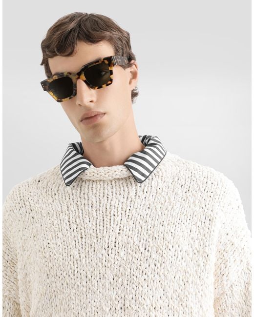 Dolce & Gabbana White Cotton-Blend Pullover for men